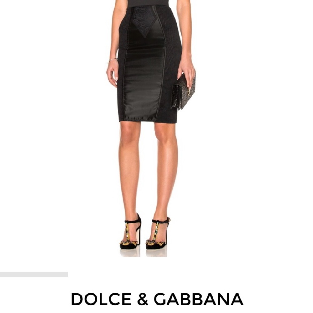 Vintage Dolce & Gabbana Pencil Skirt Elegant Black spandex with lace size IT 38